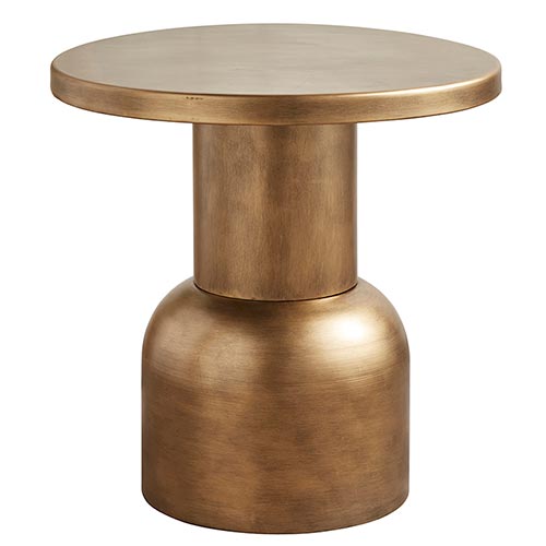 Antique Brass Finish Modern Pedestal Accent Table