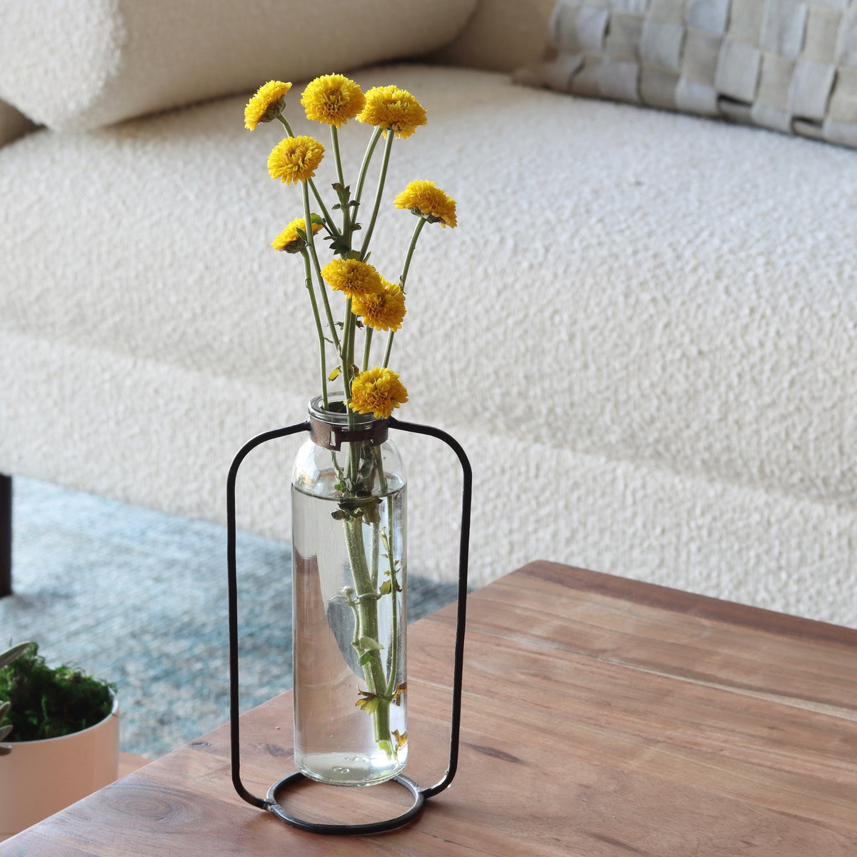 Eli Glass Bud Vase with Metal Stand - Holistic Habitat 