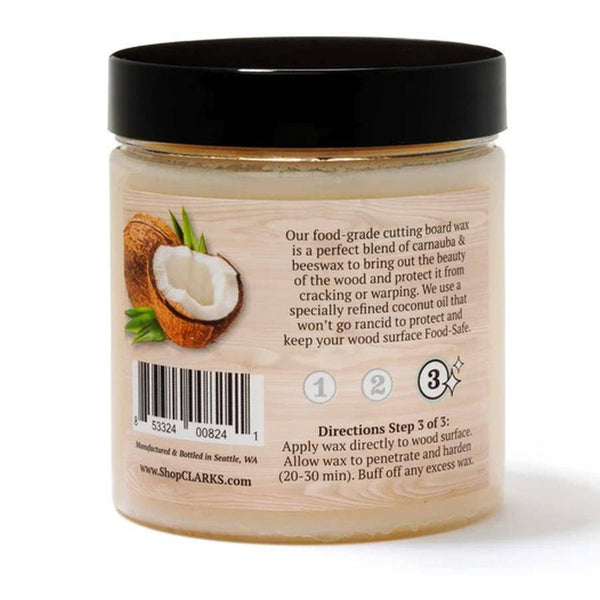 CLARK'S Coconut Cutting Board Wax, Contains No Mineral Oil