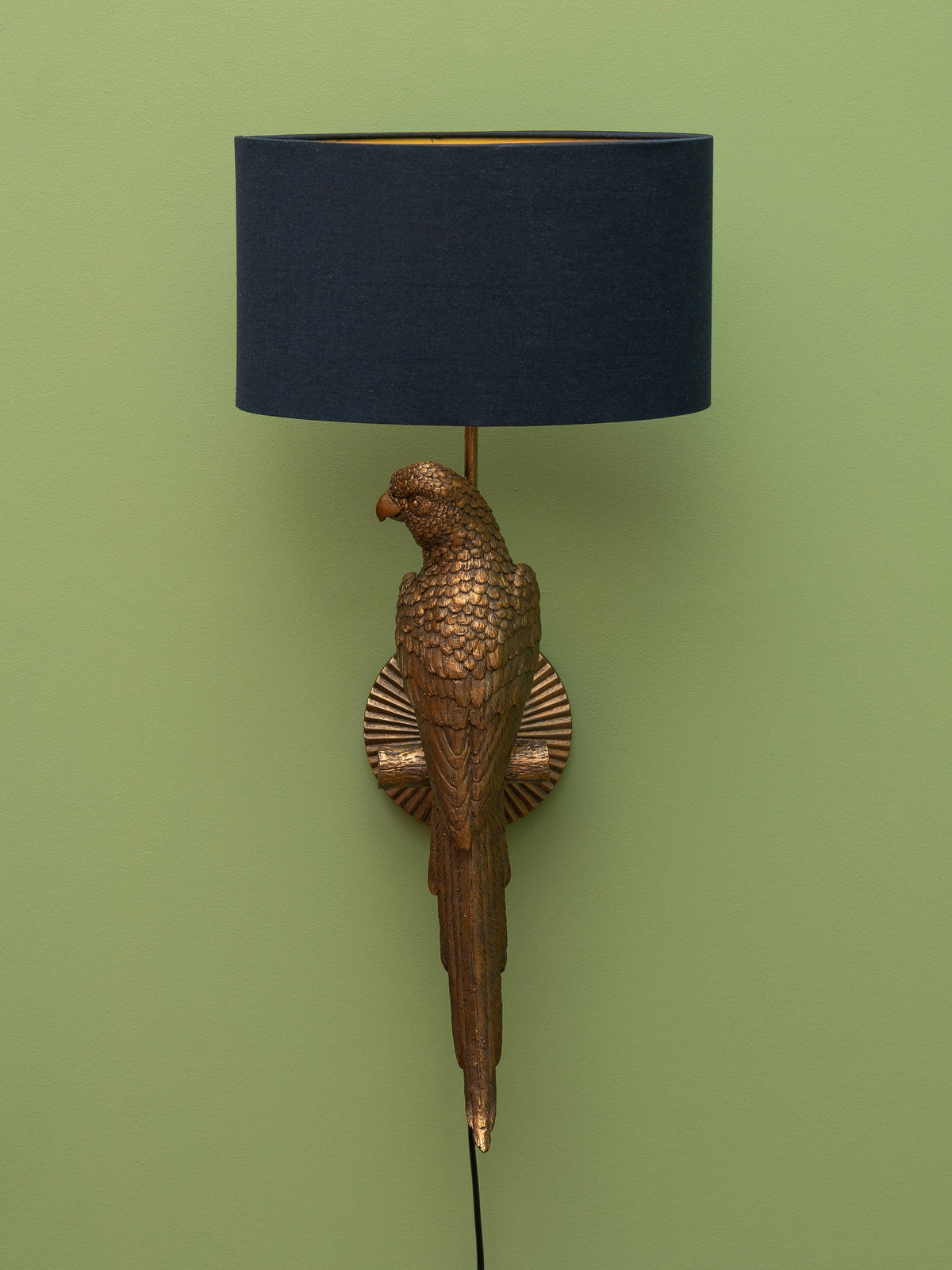 Parrot wall sconce with blue shade - Holistic Habitat 