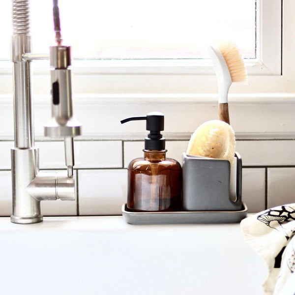 Amber Glass Dish Soap Dispenser - Grayscale Homes