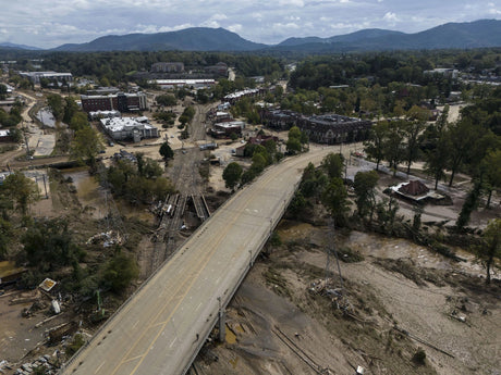 Aftermath of Hurricane Helene in Asheville, NC. Image captured by Mike Stewart for AP.