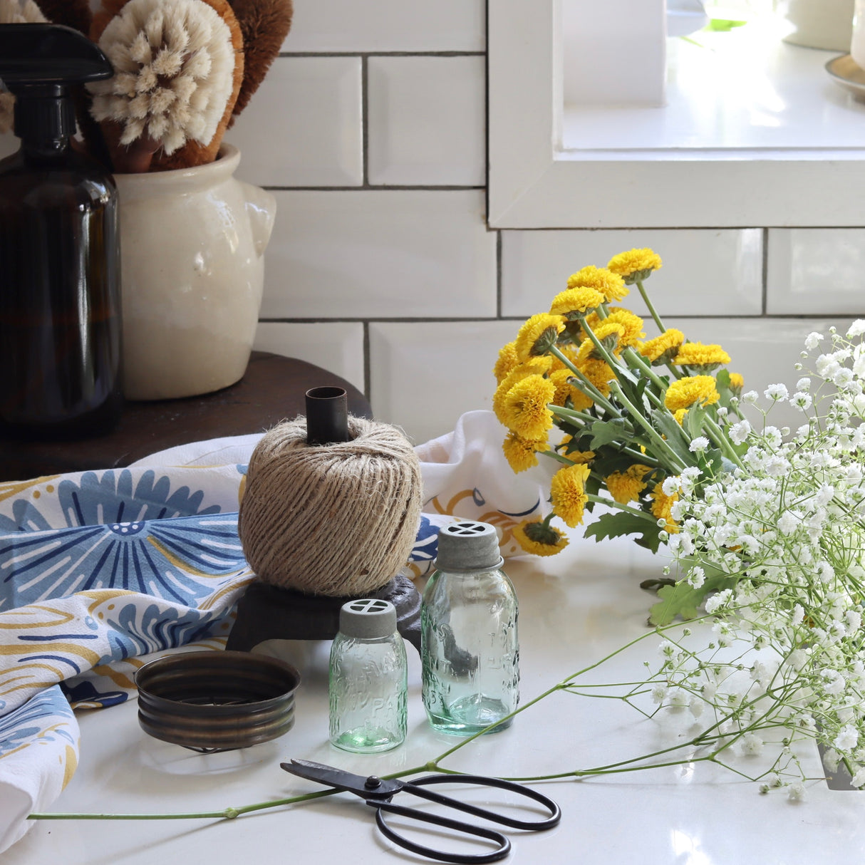 Tiny Mason Jar With Flower Frog - Holistic Habitat 