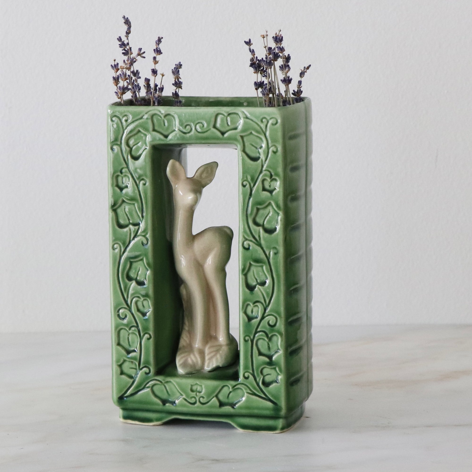 Shawnee Green Fawn Shadow Box Vase - Holistic Habitat 
