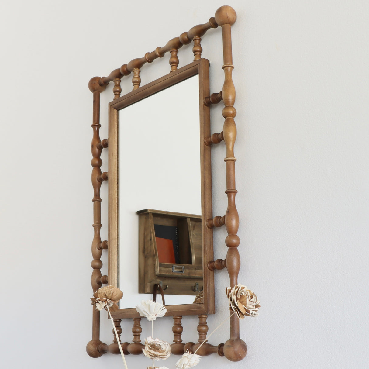 Folk Art Spindle Mirror - Holistic Habitat 