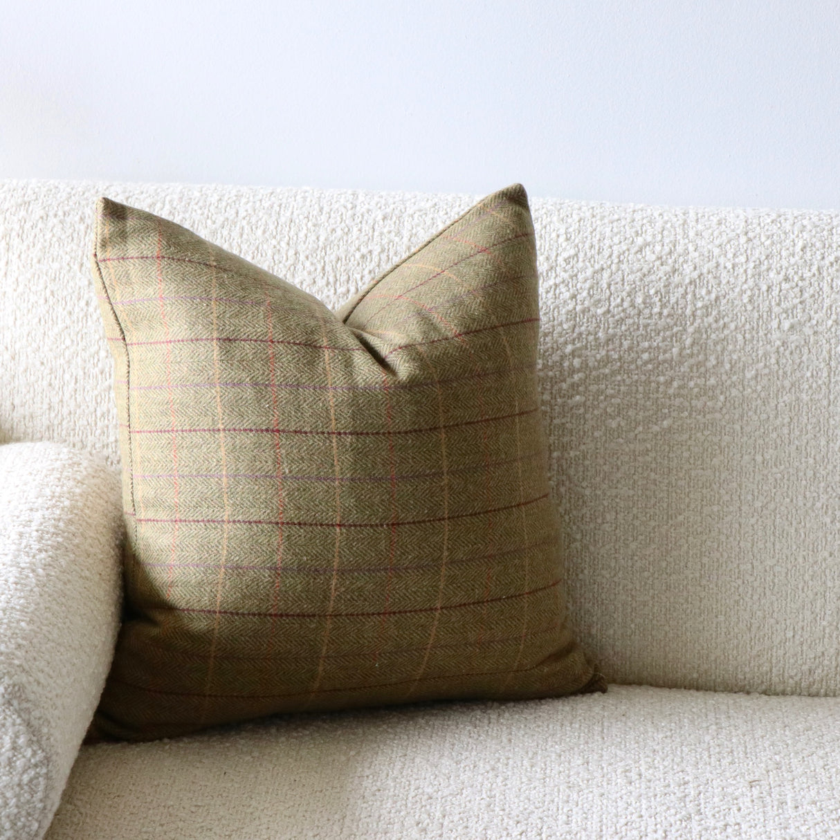 Miles Olive Tweed Wool Blend Pillow Cover