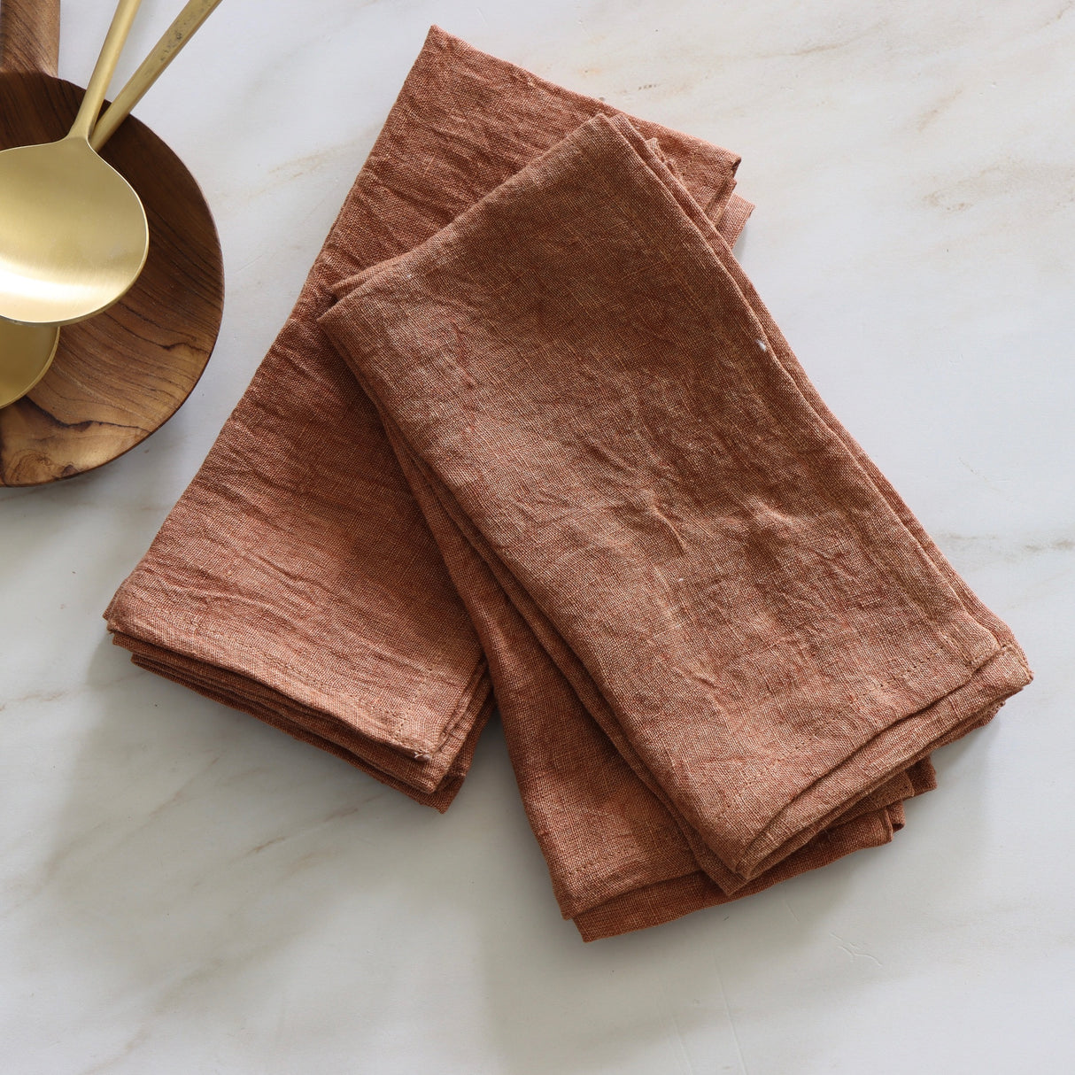 Rust Stonewashed Linen Napkins - Set of 4 - Holistic Habitat 