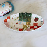 Patchwork Hand-Painted Scalloped Serving Platter