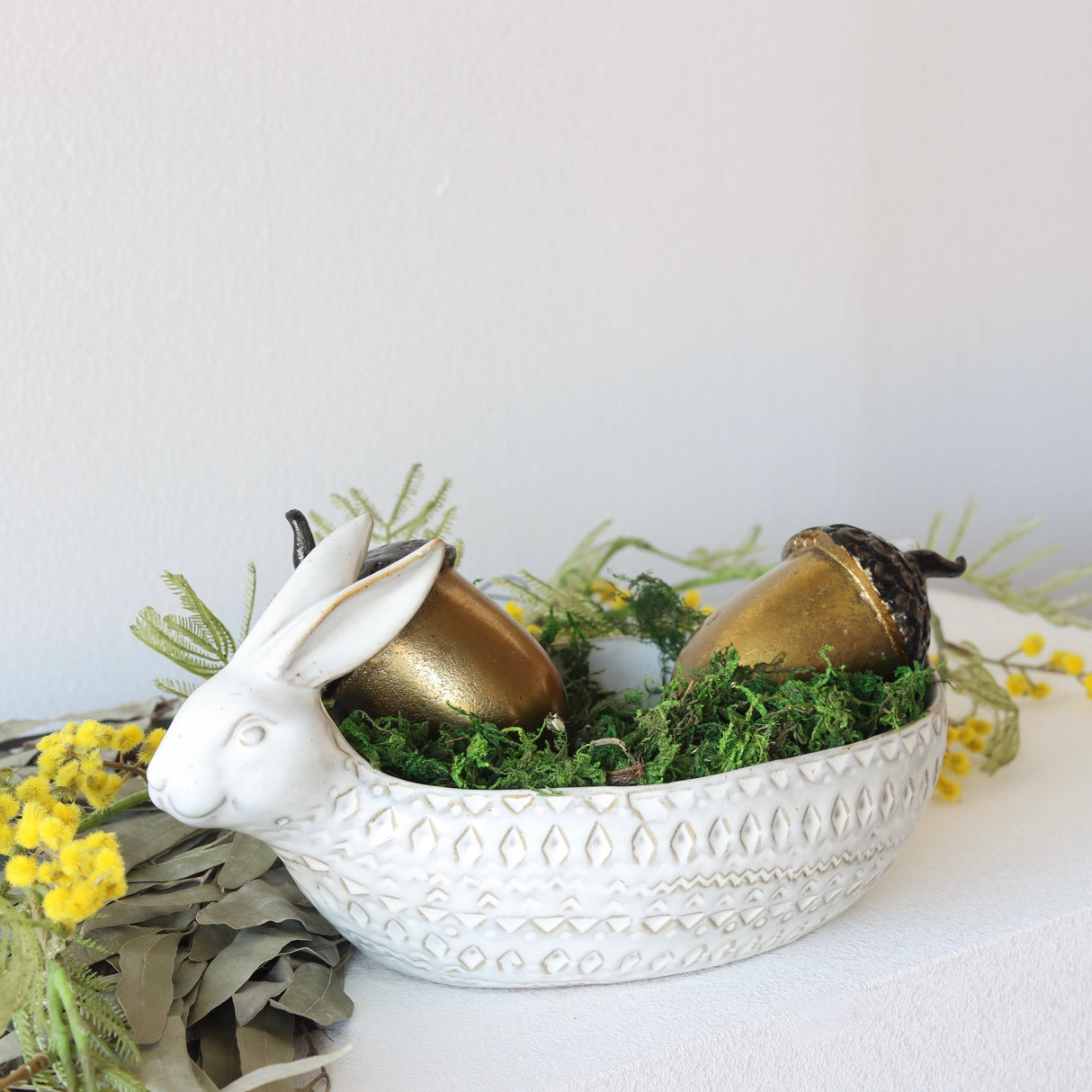 Ivory Debossed Stoneware Bunny Bowl - Holistic Habitat 