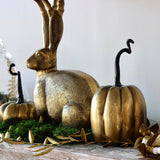 Gold Cast Aluminum Pumpkin - Large - Holistic Habitat 