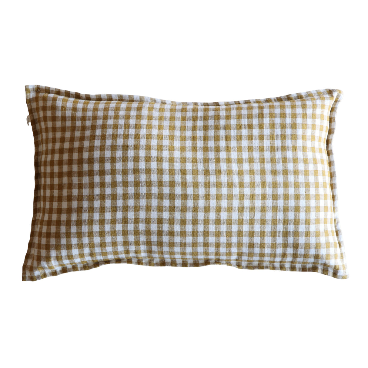 LIN VICHY - CURRY Gingham Lumbar Pillow 12 x 20 - Holistic Habitat 