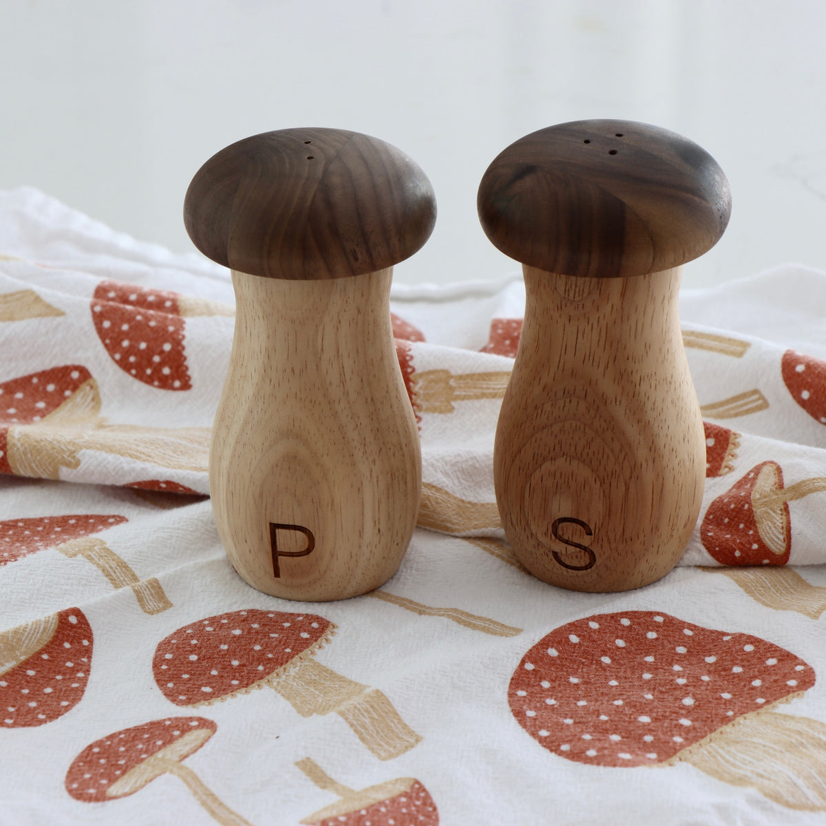 Wooden Mushroom Salt &amp; Pepper Shakers - Holistic Habitat 