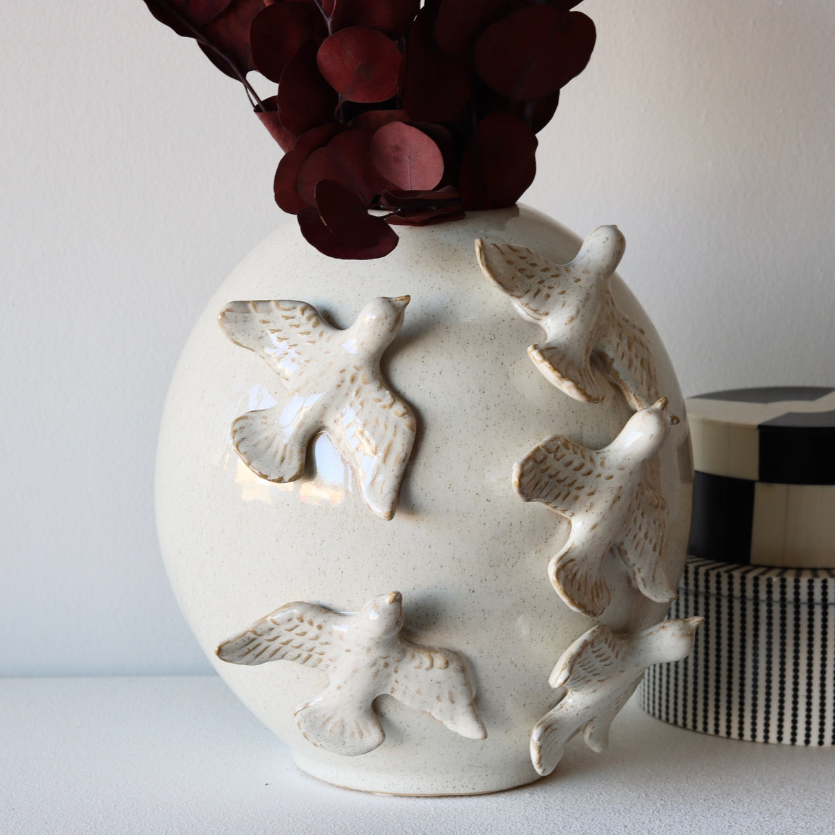 Take Flight Handmade Ivory Stoneware Vase - Holistic Habitat 