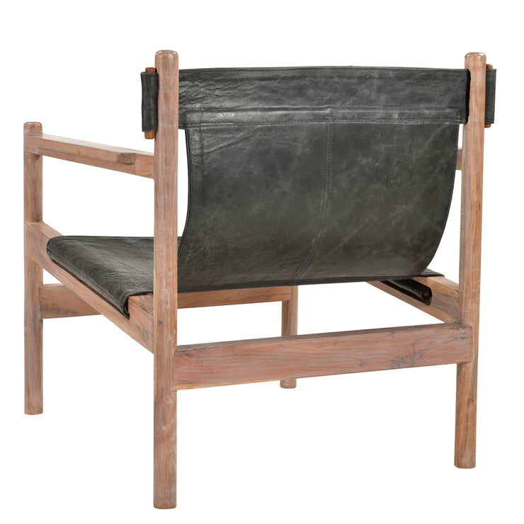 Nathanael Black Leather Sling Chair - Holistic Habitat 