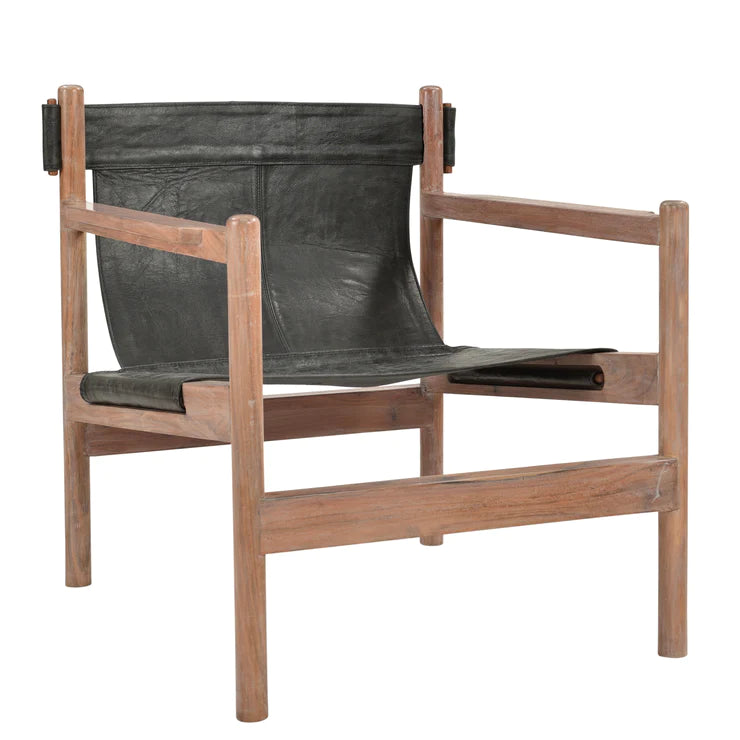Nathanael Black Leather Sling Chair - Holistic Habitat 
