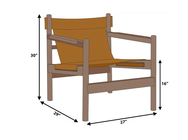 Nathanael Cognac Leather Sling Chair - Holistic Habitat 