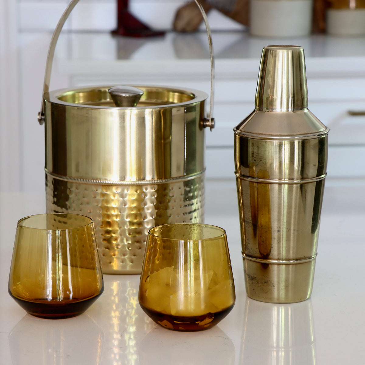 Oro Brass Finished Stainless Steel Cocktail Shaker - Holistic Habitat 
