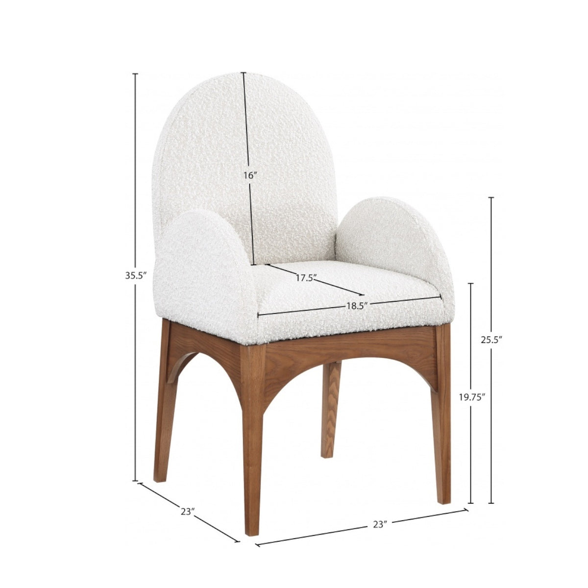 Arc Ivory Boucle &amp; Ash Armed Dining Chair - Holistic Habitat 