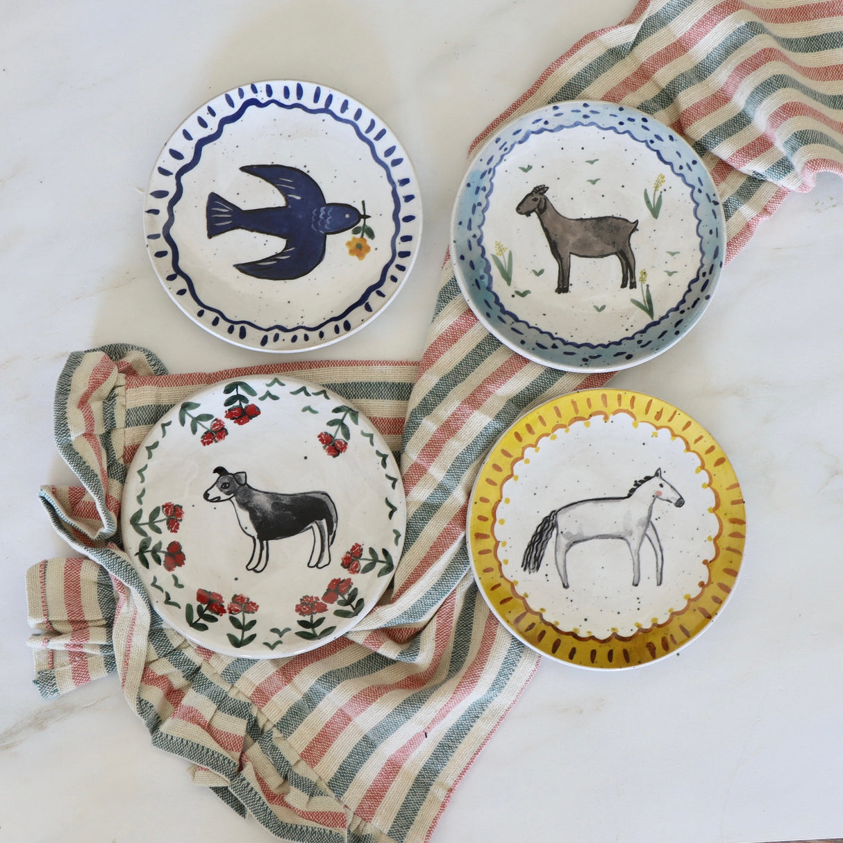 In The Meadow Hand-Painted Stoneware Plates