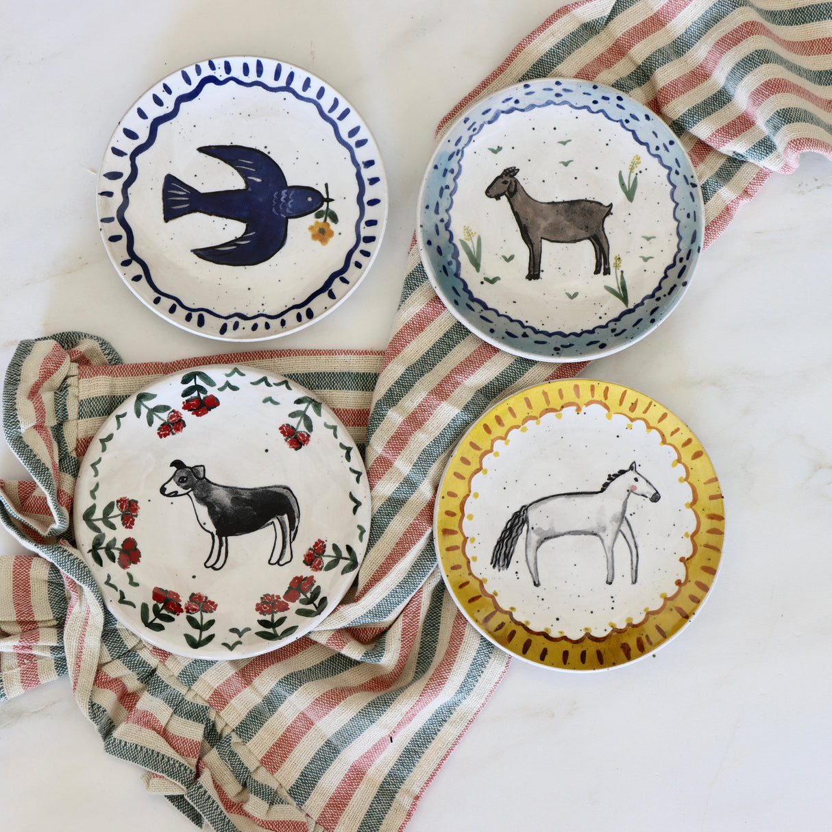 In The Meadow Hand-Painted Stoneware Plates