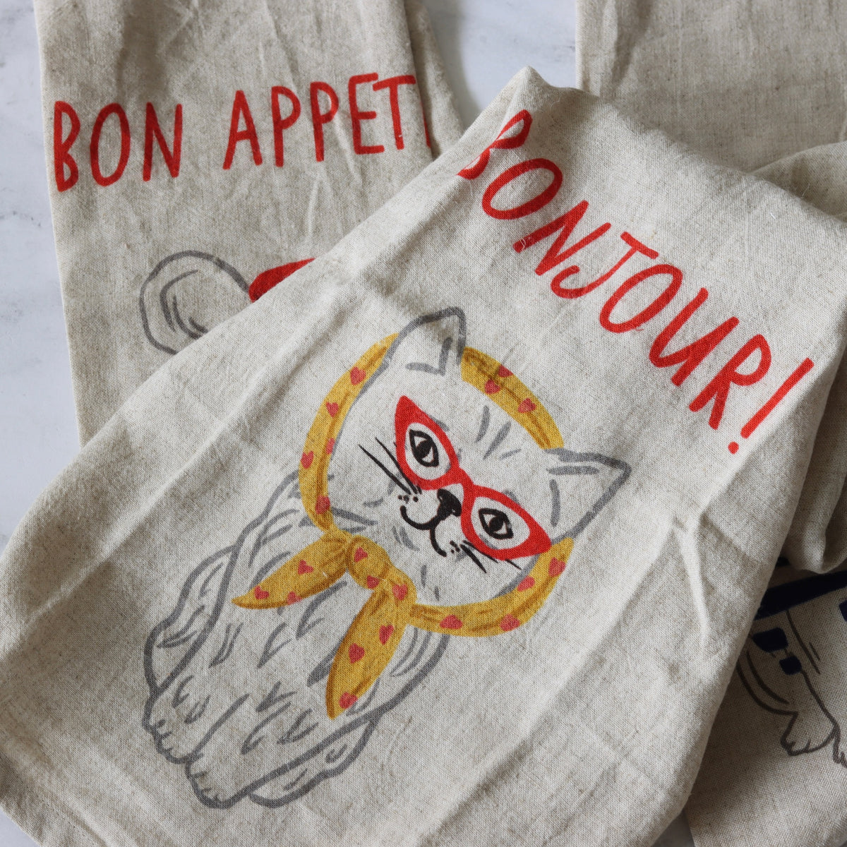 French Linen Animal Tea Towels - Set of 3 - Holistic Habitat 