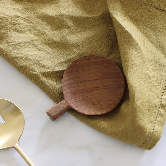 Teak Wooden Paddle Plate - Serving Dish Tray with Handle - Holistic Habitat 