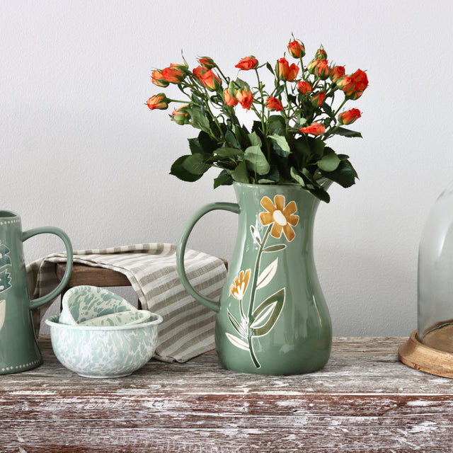 Buttercup Handpainted Stoneware Pitcher - 2 Qt - Holistic Habitat 