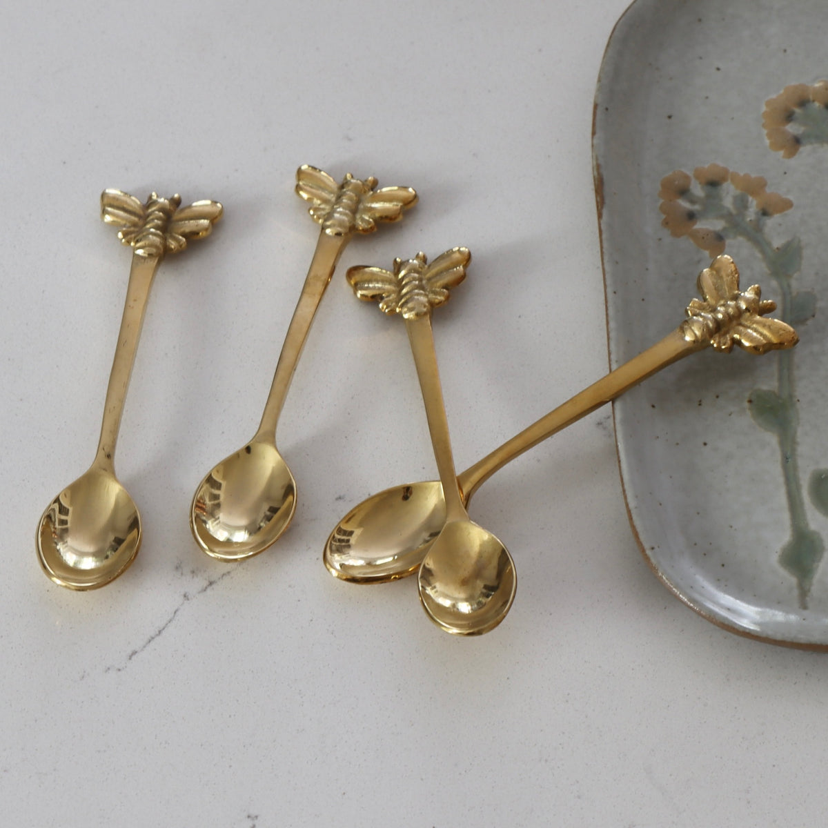 Busy Bee Brass Spoons - Set of 4 - Holistic Habitat 