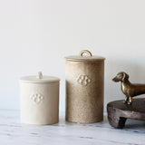 Paw Print Treat Canister - Ivory - Holistic Habitat 