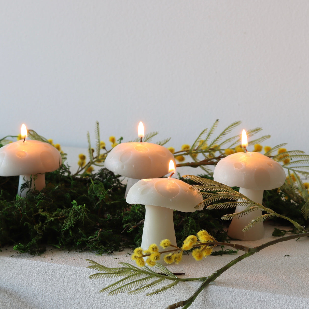 Grey Mushroom Candles - Set of 4 - Holistic Habitat 