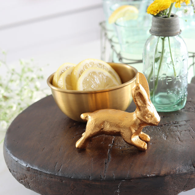 Gold Cast Iron Running Bunny - Holistic Habitat 