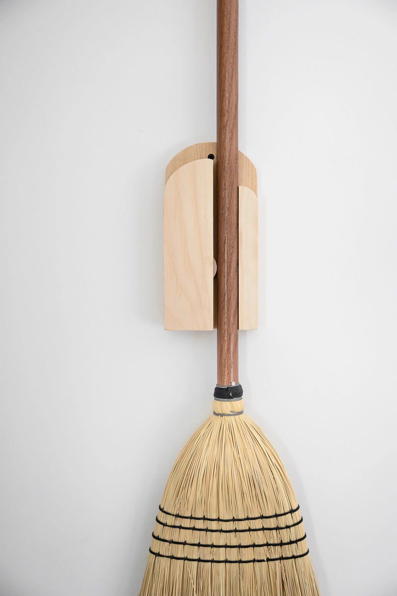 Wooden broom holder sale