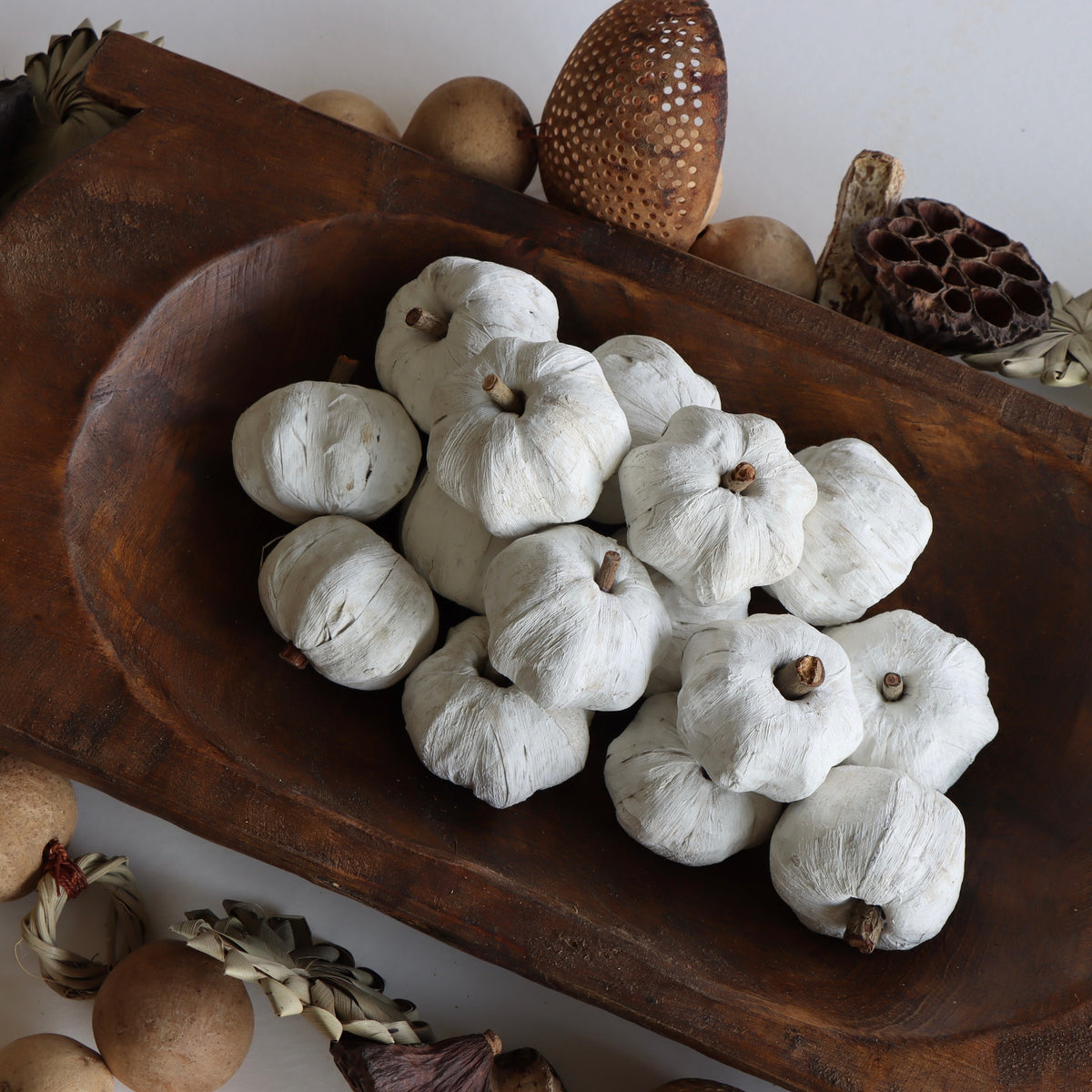 Mini White Faux Pumpkins - Bag of 15 - Holistic Habitat 