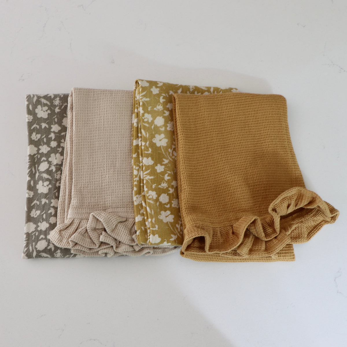 Pretty Posies Cotton Ruffled Tea Towels - Set of 2 - Holistic Habitat 