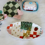 Patchwork Hand-Painted Scalloped Serving Platter