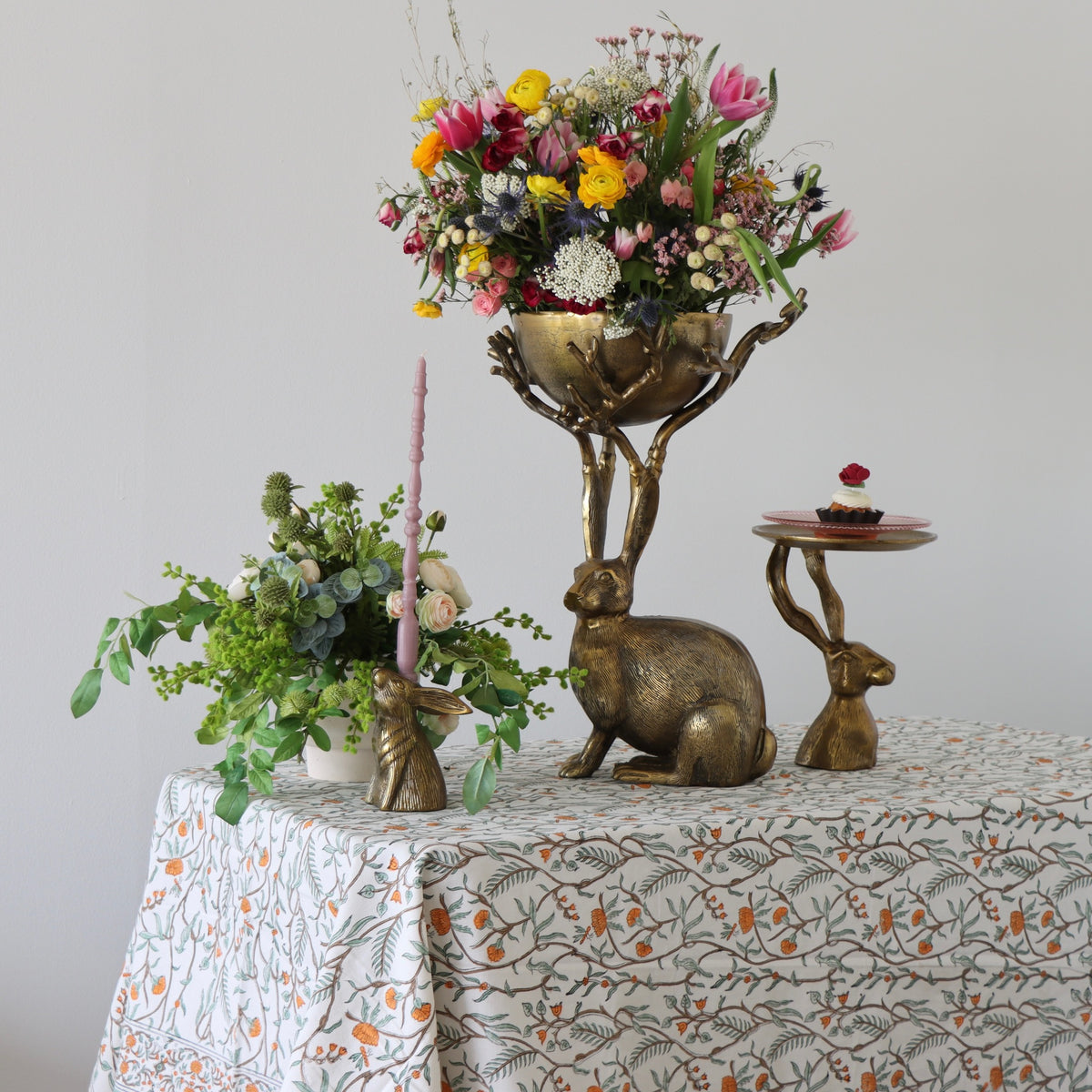 Marigold Handblock Print Tablecloth - Holistic Habitat 