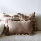 Mika Wool Blend Light Brown Checked Pillow Cover