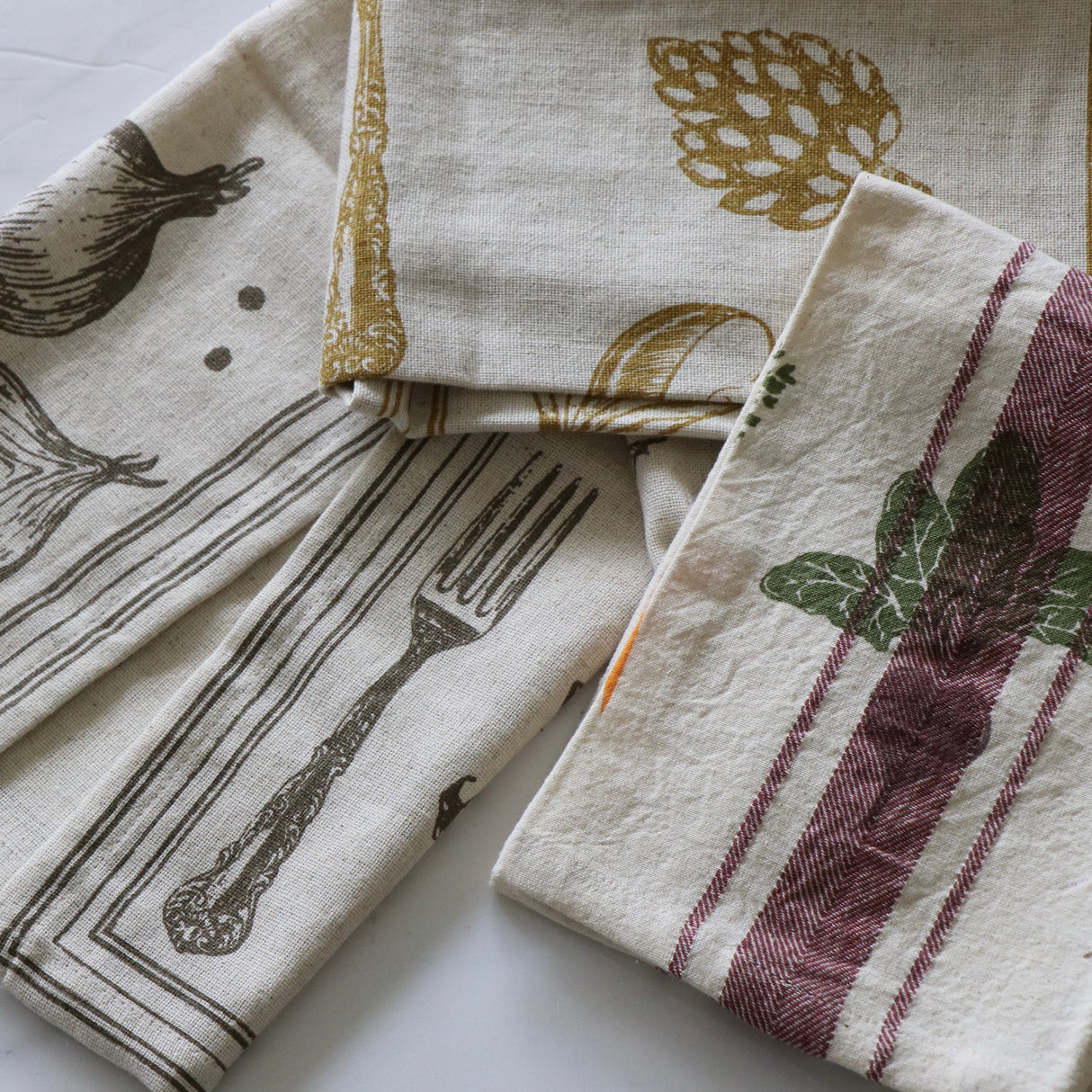 Vegetable Garden Printed Cotton Linen Tea Towels