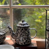 Black Enamel Splatterware Teapot