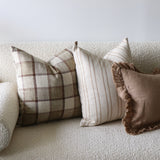 Cottage Country Beige Plaid Pillow Cover