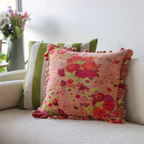 Velvet Rose Printed Cotton Ruffled Pillow - 20 Inch - Holistic Habitat 