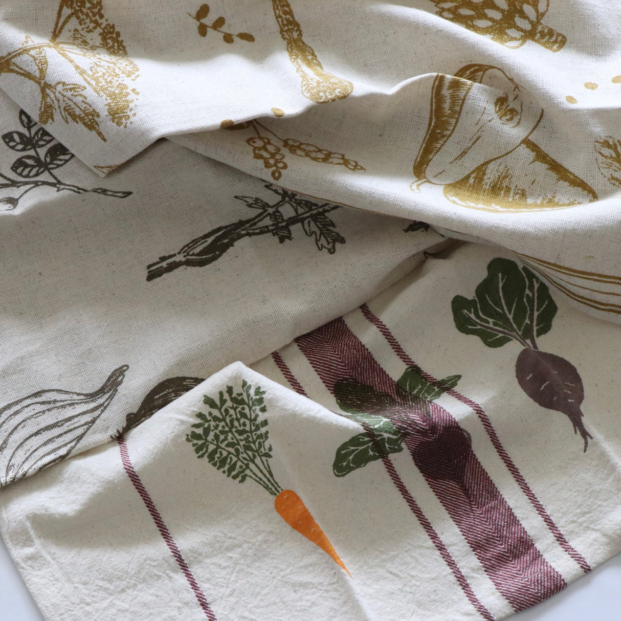 Vegetable Garden Printed Cotton Linen Tea Towels