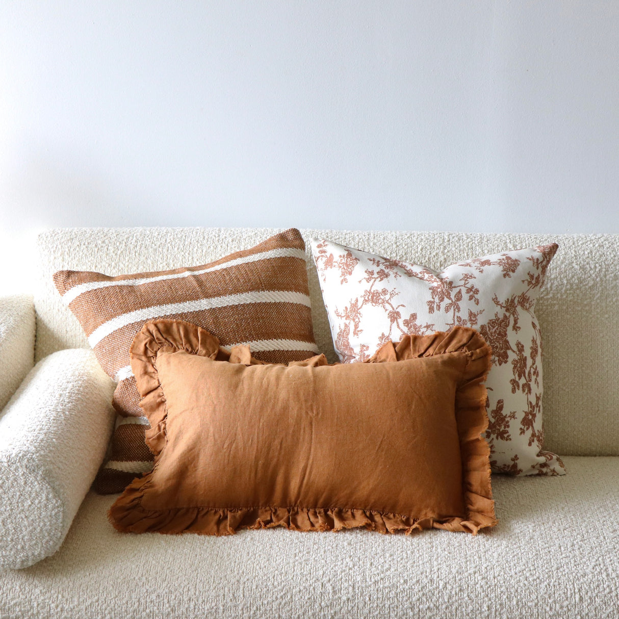 Bailey Rust & Cream Rope Stripe Pillow Cover