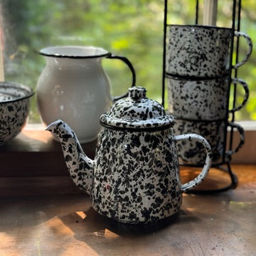 Black Enamel Splatterware Teapot