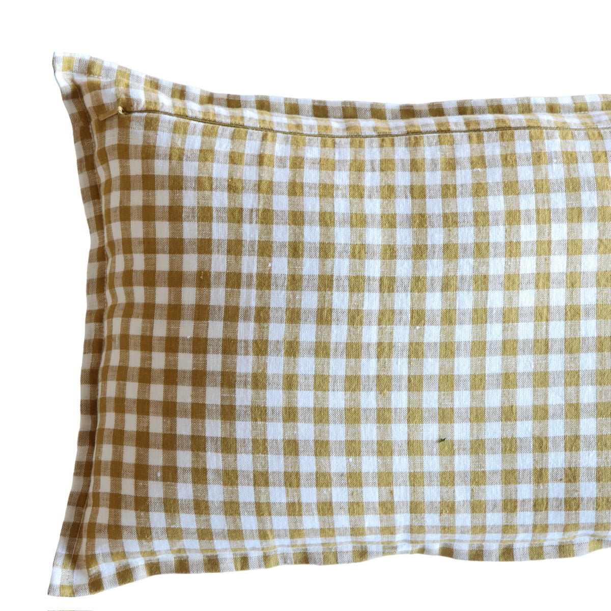 LIN VICHY - CURRY Gingham Lumbar Pillow 12 x 20 - Holistic Habitat 