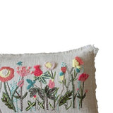 Wild Meadow Embroidered Cotton Slub Lumbar Pillow - 24x14 - Holistic Habitat 