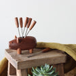 Wooden Pig With Appetizer Forks - Holistic Habitat 