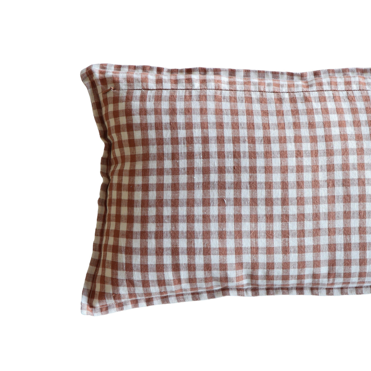 LIN VICHY - BRIQUE Gingham Lumbar Pillow 12 x 20 - Holistic Habitat 