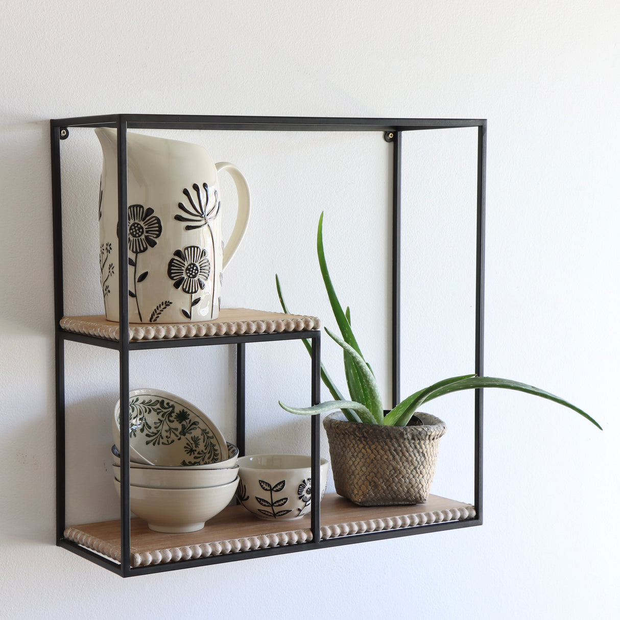 Boxed Wood and Metal Beaded Shelf - Holistic Habitat 