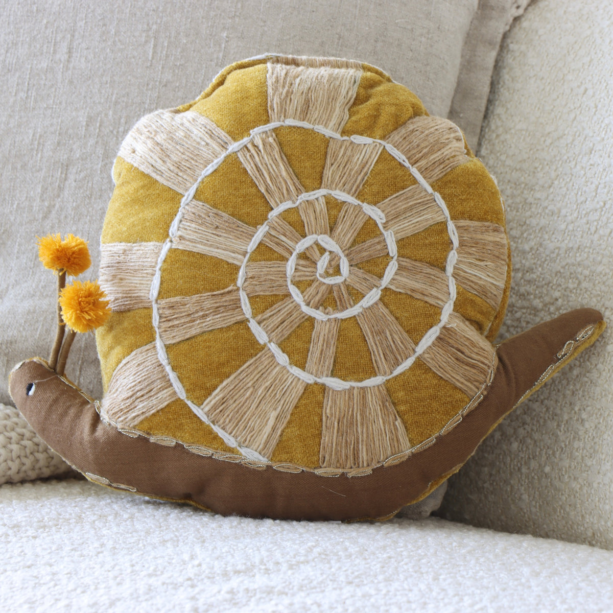 Sophia Snail Hand Woven Pillow - Holistic Habitat 